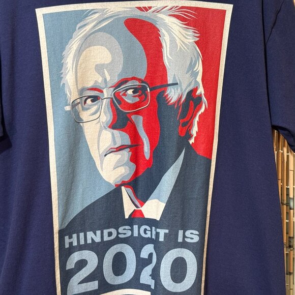 Bernie Sanders Hindsight Is 2020 Campaign Tee, Cotton T-Shirt, Blue, Large - Picture 6 of 11